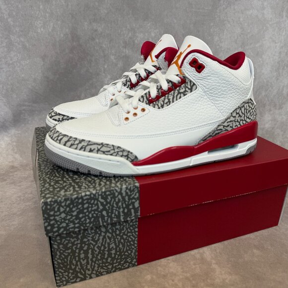 Air Jordan 3 Retro – White/Light Curry-Cardinal Red | Men’s Size 9 | New in Box main image 6